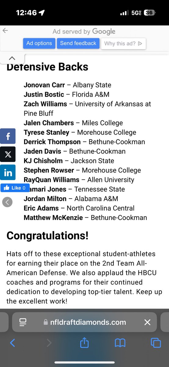 Jalyn ( jroc ⭐️)Chambers (@jalynchambers) on Twitter photo Blessed to be announced 2nd team True Freshman All-american 🙏🏽
<a href="/miles_football/">Miles College Football</a> <a href="/BeGreatUniv_/">ALL HIGH SCHOOL/ COLLEGE SPORTS & NEWS</a> <a href="/D2HBCUFOOTBALL/">D2 HBCU Football Guy</a> Blessed to be announced 2nd team True Freshman All-american 🙏🏽
<a href="/miles_football/">Miles College Football</a> <a href="/BeGreatUniv_/">ALL HIGH SCHOOL/ COLLEGE SPORTS & NEWS</a> <a href="/D2HBCUFOOTBALL/">D2 HBCU Football Guy</a>