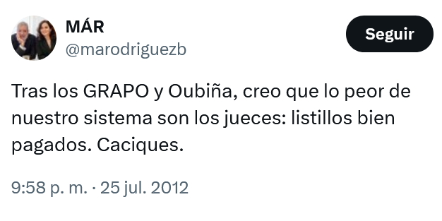 <a href="/NunezFeijoo/">Alberto Núñez Feijóo</a> Alguna democracia que normalice comparar a jueces con terroristas y narcotraficantes ?.