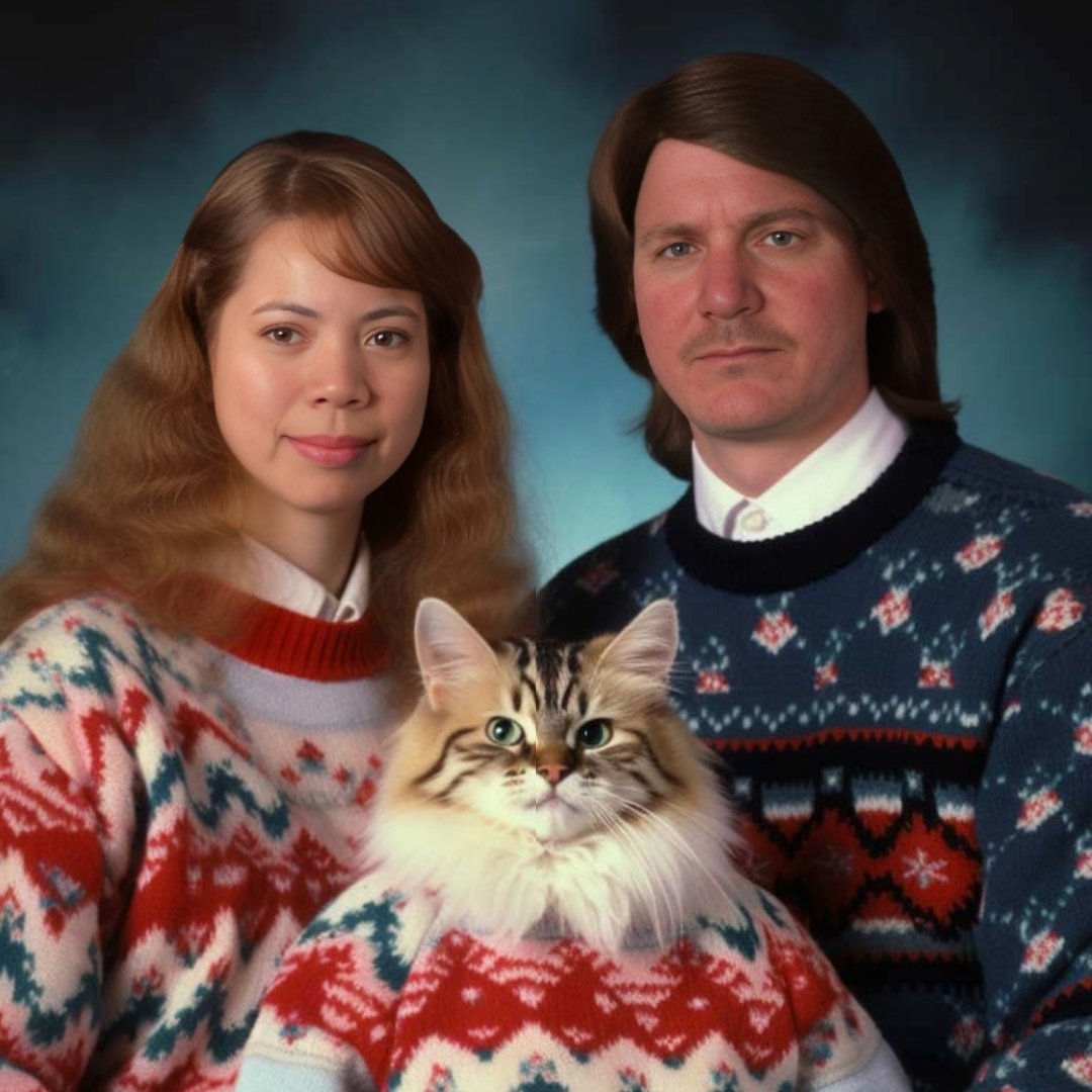 Cryptofunk99's tweet photo. My wife and I Just adopted this #Cat 😼
Considering putting it on our holiday 🎄card 🎅
Any name suggestions out there? 😀 👇
Face Swap done using @botzero_net #crowbot
@swaymolina #HolidayFeel #portraits #Christmas2024 #humor #family #FridayVibes #CatsLover #CatsOnTwitter #FelineLove #parody #ai #AIart #GenerativeAI #llms #weird #odd @catturd2