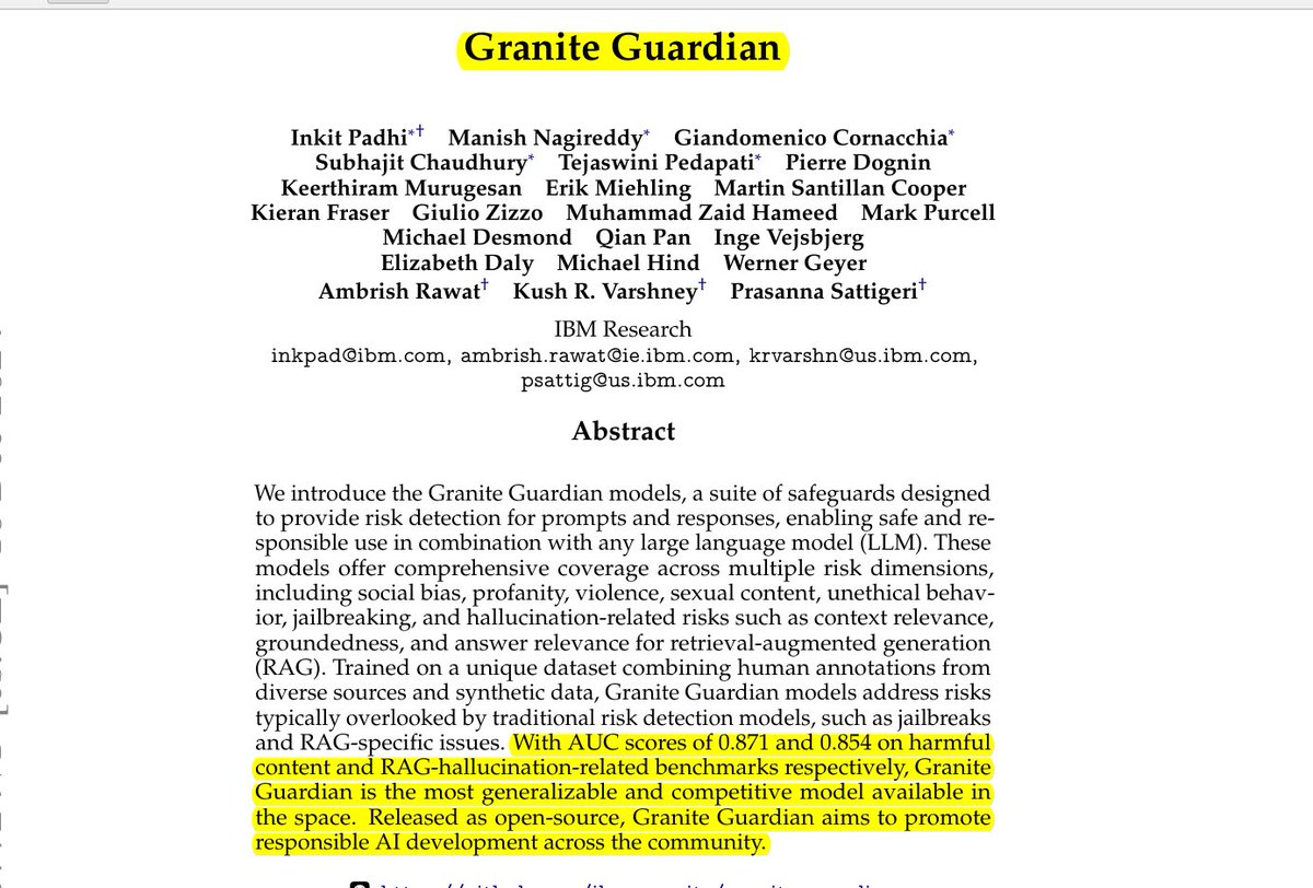 A single model that spots everything from toxic prompts to RAG hallucinations in LLM interactions.

Granite Guardian introduces risk detection models for LLMs that can identify harmful content, jailbreaks, and RAG-specific hallucination risks with state-of-the-art accuracy.