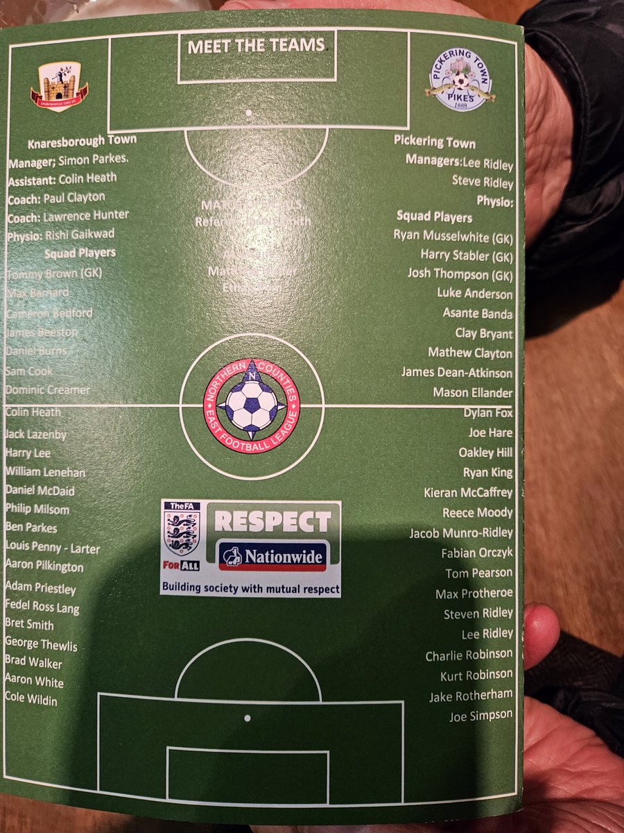 What a night with <a href="/PickeringTownFC/">Pickering Town FC</a> at <a href="/KnaresboroughFC/">Knaresborough Town AFC</a> .
It's disappointing to have to buy a programme, though, that has Winterton's team on it though. 😂😂😂😂