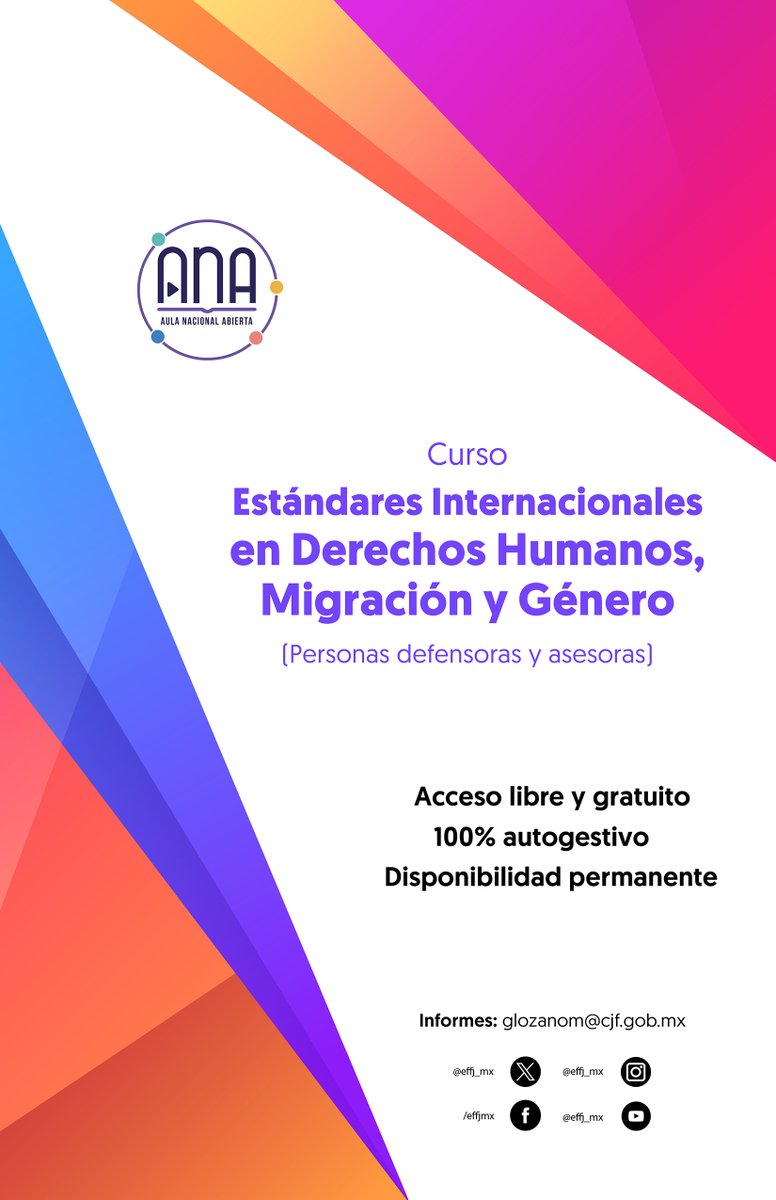 ENFJ_mx's tweet photo. ¿Quieres ampliar tus conocimientos del Derecho? Hazlo a tu propio ritmo, ¡capacítate con #ANA!

🔷Estándares Internacionales en #DDHH, Migración y Género

🔻Dirigido a personas defensoras y asesoras de la 
@defensoriaifdp 
 
💻 https://t.co/EglHbmUl7y

#AulaNacionalAbierta https://t.co/AHnOLLrwrL