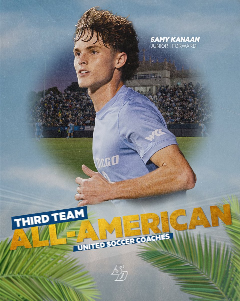 ALL-AMERICAN! 🇺🇸

Congrats to Samy Kanaan on being selected as a United Soccer Coaches Third Team All-American! 👏🫡

📰bit.ly/41xeQ7s

#GoToreros