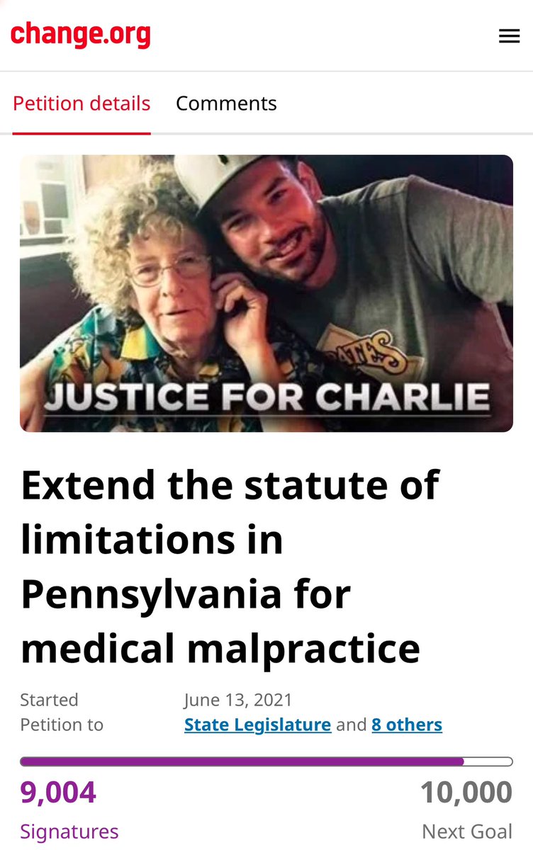 “It’s over 9,000” *No Dragonball*

No but hopefully with a Christmas miracle I can get this petition to extend the statute of limitations for medical error to 10K

Thank you all #justiceforcharlie 

change.org/JusticeForChar…