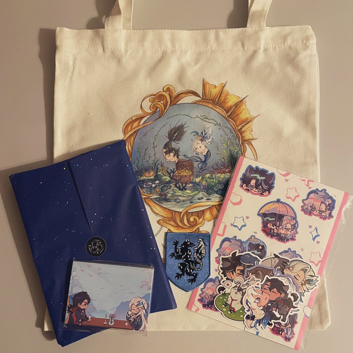 We have Paper Bundles, Sticker Bundles, Iron-On Patches and Tote Bags remaining! Use code LEFTOVERS15 at checkout for 15% off and merch only orders ship free within the US! 

Stock is almost gone! ⛓️🌧️

#wriolette #neuvillette #wriothesley