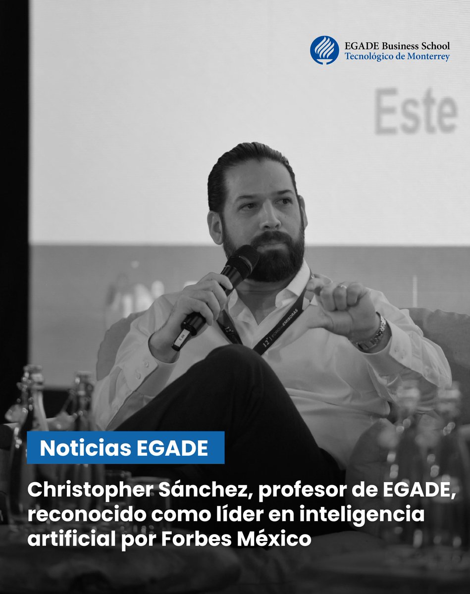🔝 <a href="/ChrisSanchezAI/">Christopher Sanchez</a>, profesor de #EGADE, ha sido incluido en la lista "La promesa de la #InteligenciaArtificial en México: 20 líderes de esta tecnología", elaborada por <a href="/Forbes_Mexico/">Forbes México</a> y <a href="/nttdatalatam/">NTT DATA LATAM</a>. ¡Muchas felicidades! 

#NoticiasEGADE 👉 spr.ly/6018QijAq