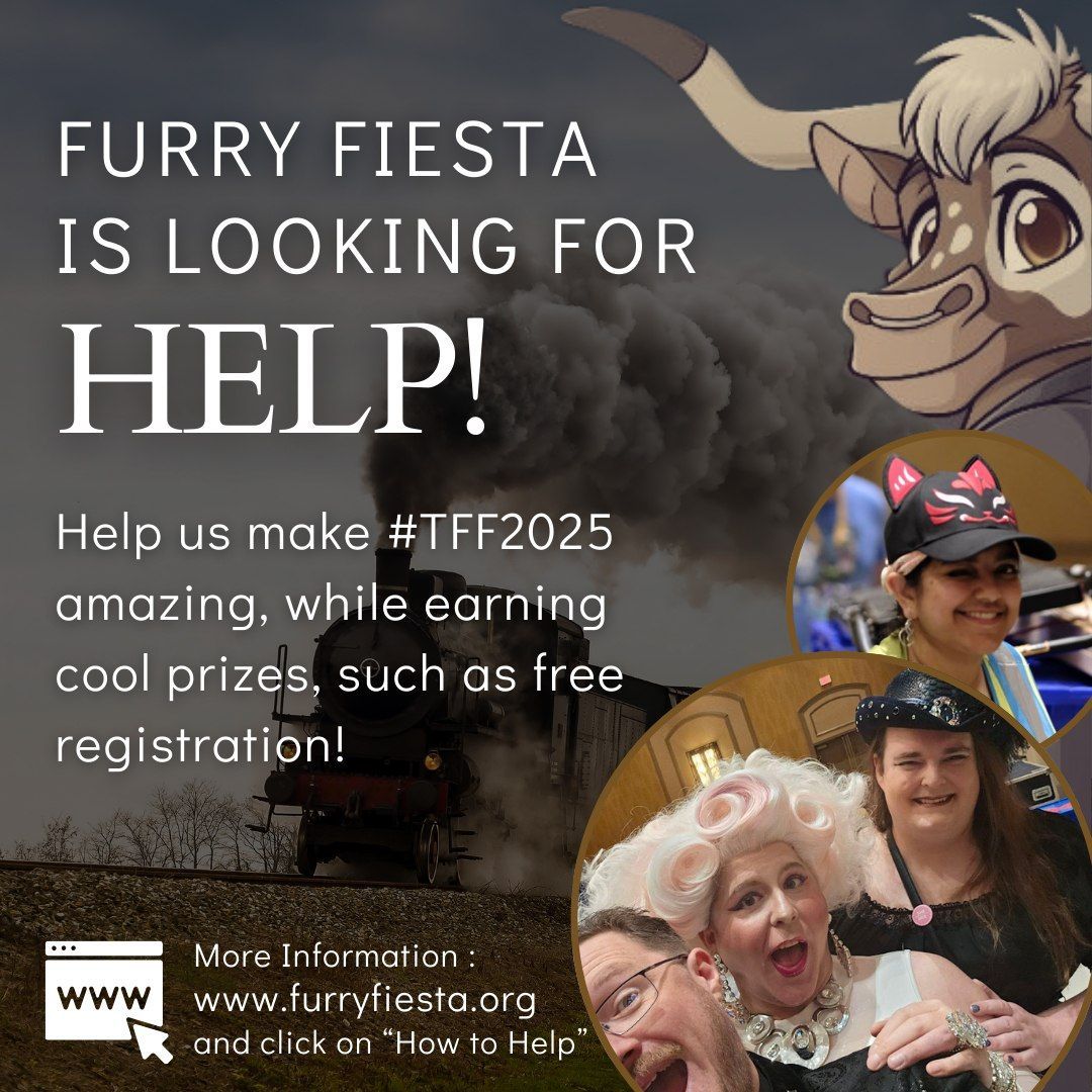 Now accepting applications to help staff #TFF2025!

We are looking for these departments:
📦Inventory
🦺 Park Rangers
❤️ Charity
🔌 A/V

Apply today and help us give you the best #FurryFiesta ever: buff.ly/4dQhhos