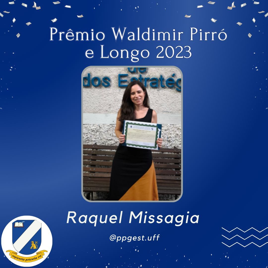 StudiesUff's tweet photo. 🎉 Parabéns às vencedoras do Prêmio René Dreifuss e Prêmio Waldimir Pirró e Longo 2023! 🏆

✨ Raquel Missagia (Doutorado - Prêmio Waldimir Pirró e Longo)

#PPGEST #PrêmioRenéDreifuss #PrêmioWaldimirPirróeLongo #ExcelênciaAcadêmica #Parabéns https://t.co/5y6arC81eD