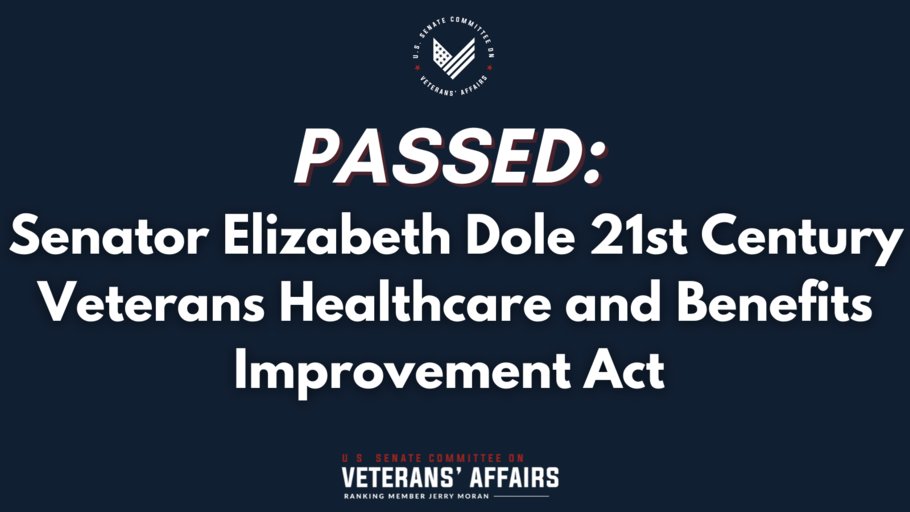DoleFoundation's tweet photo. The Senator Elizabeth Dole 21st Century Veterans Healthcare and Benefits Improvement Act passed unanimously in the Senate last night! https://t.co/DIPvXRWLFs