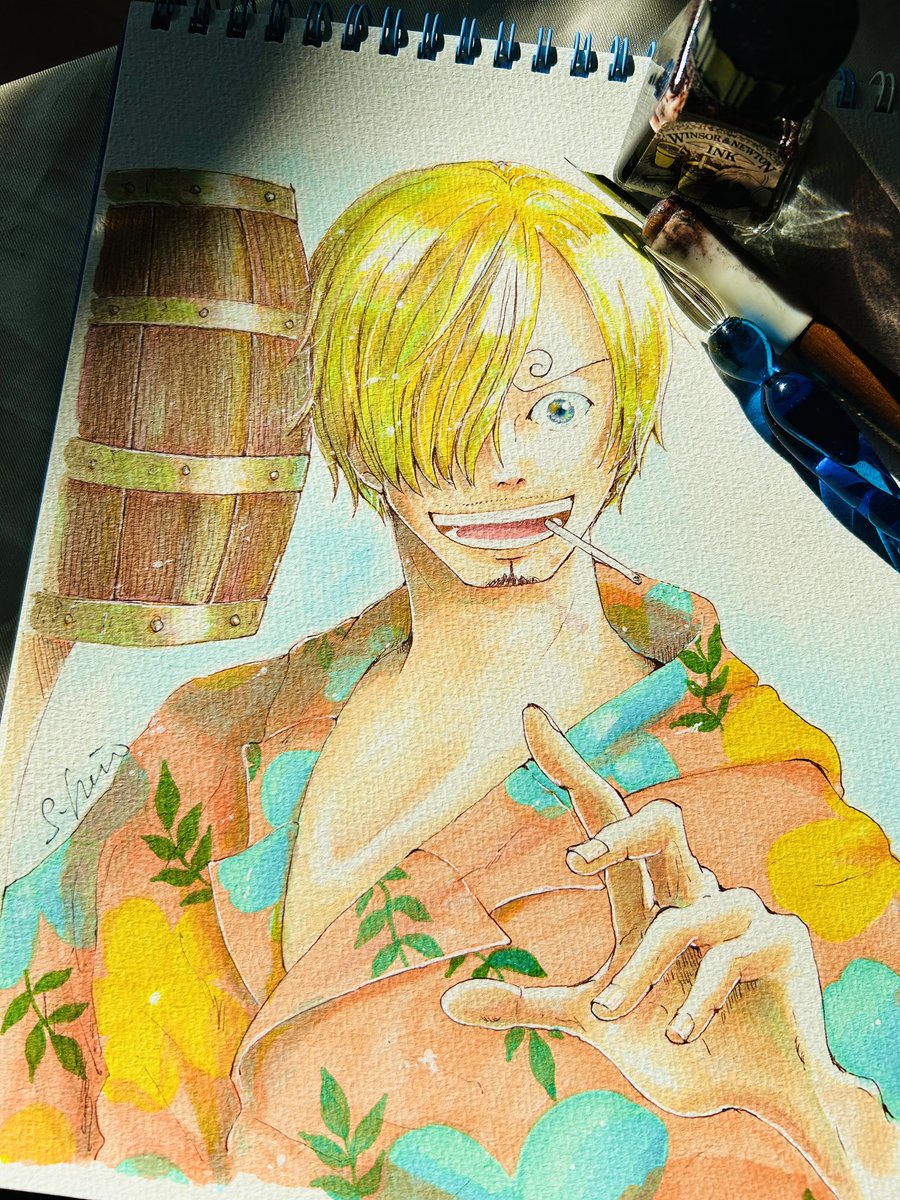サンジ(ワンピース) 「ジャンフェス2025のブロマイド風サンジくん こちらはアナログ」|しろくじら🐋のイラスト