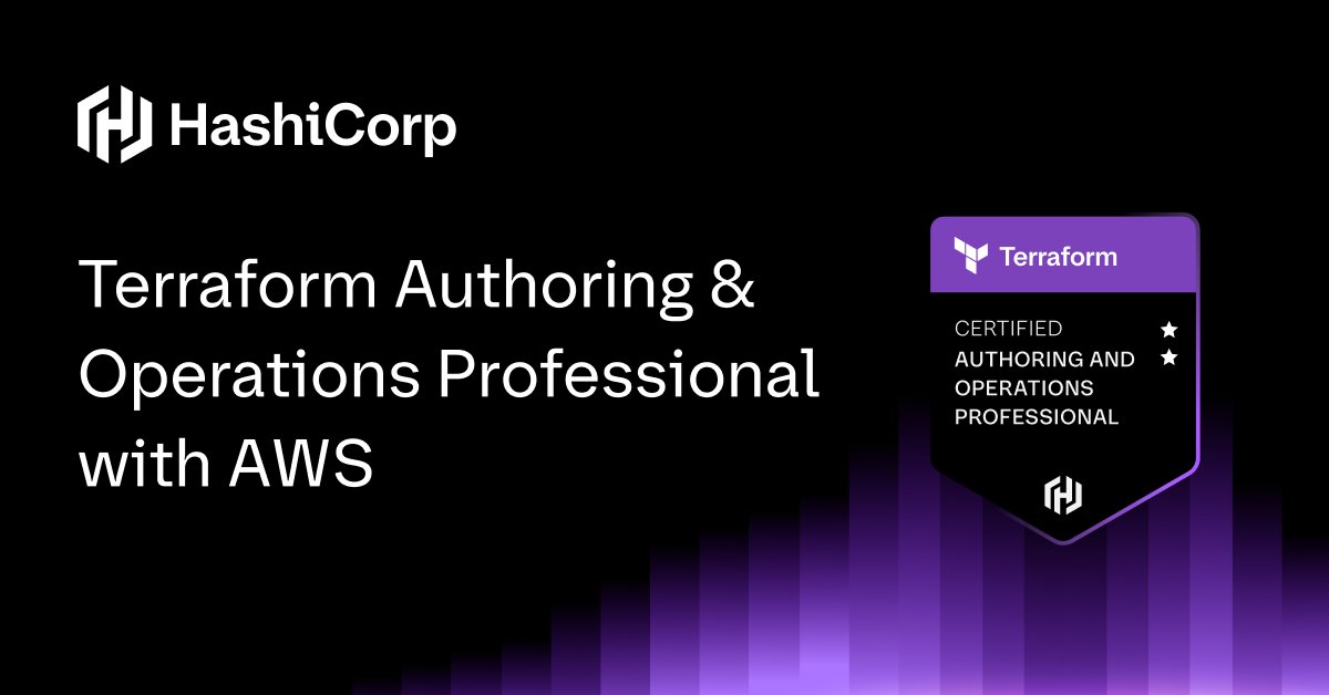 HashiCorp's tweet image. The new HashiCorp #Terraform Authoring and Operations Professional with AWS exam is here!
If you're a cloud engineer with Terraform experience, take the exam, validate your skills, and take your career to the next level. Learn more and schedule your exam on HashiCorp Developer…