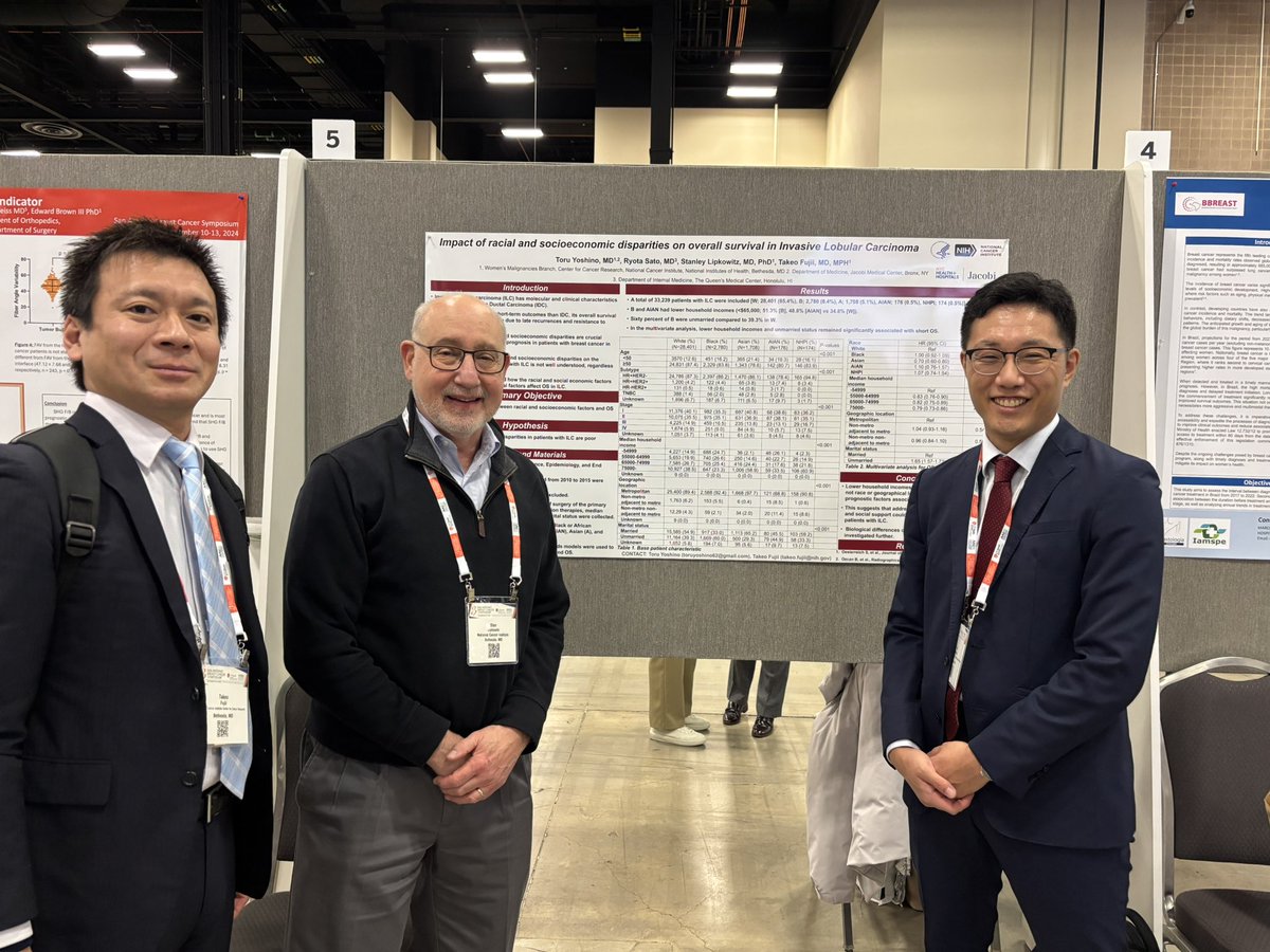 TYoshiMD's tweet image. Now presenting my poster on racial disparities in lobular cell carcinoma! Always a pleasure to see my mentors, @TFujii_MD and Stan Lipkowitz.
#SABCS24