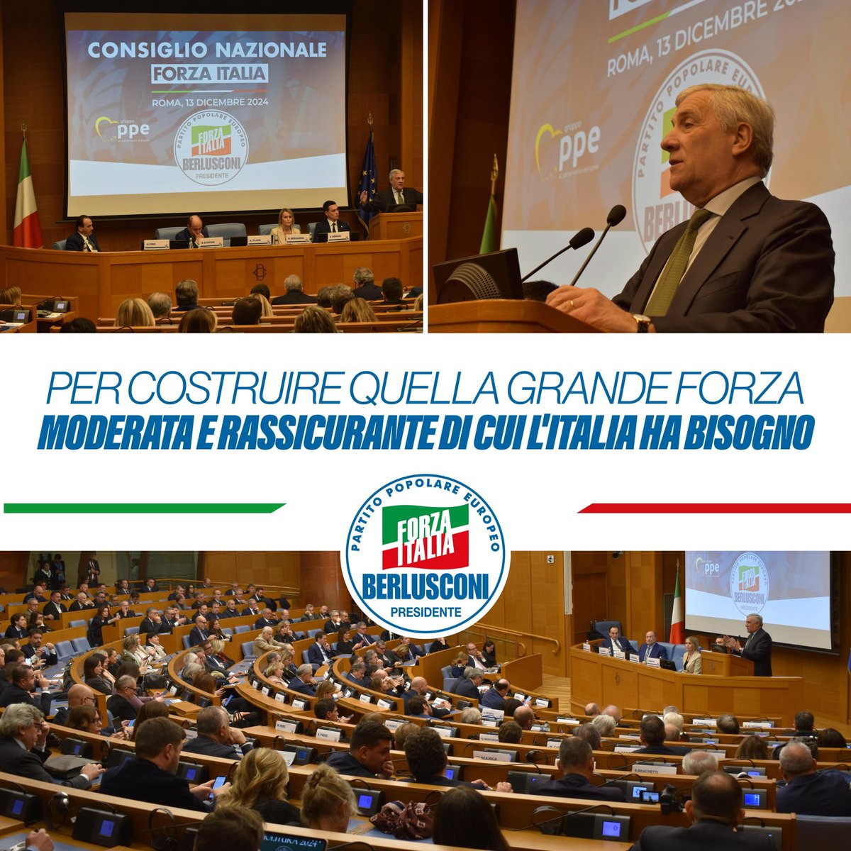 Oggi alla Camera si è tenuto il Consiglio Nazionale di Forza Italia. Con il nostro Segretario Nazionale Antonio Tajani e tutti i nostri rappresentanti, abbiamo tracciato il percorso del prossimo anno per un’Italia più forte, moderata e protagonista in Europa con il PPE.