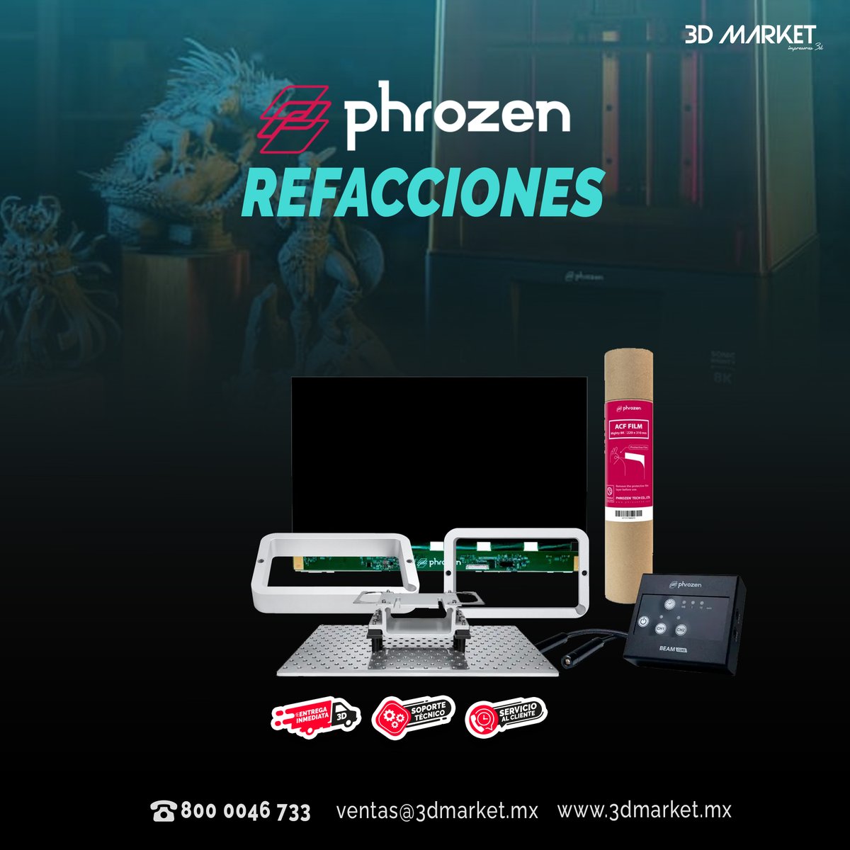 3DMarketMx's tweet image. Encuentra todo lo necesario para tu impresora Phrozen en un solo lugar: 3D Market 🤩

Adquiere nuestros productos y recibe:
🚚 Entrega Inmediata
🦾 Soporte técnico
🗣Atención al cliente

#impresion3d #refacciones #3dmarket #phrozen