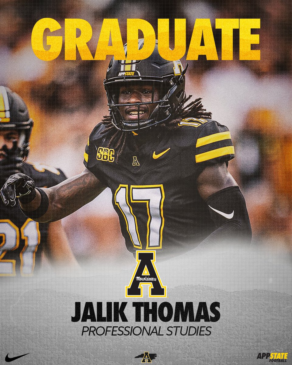 Congrats to 2024 <a href="/appstate/">Appalachian State</a> graduate, Jalik Thomas 🎓

#GoApp #AppState2024
