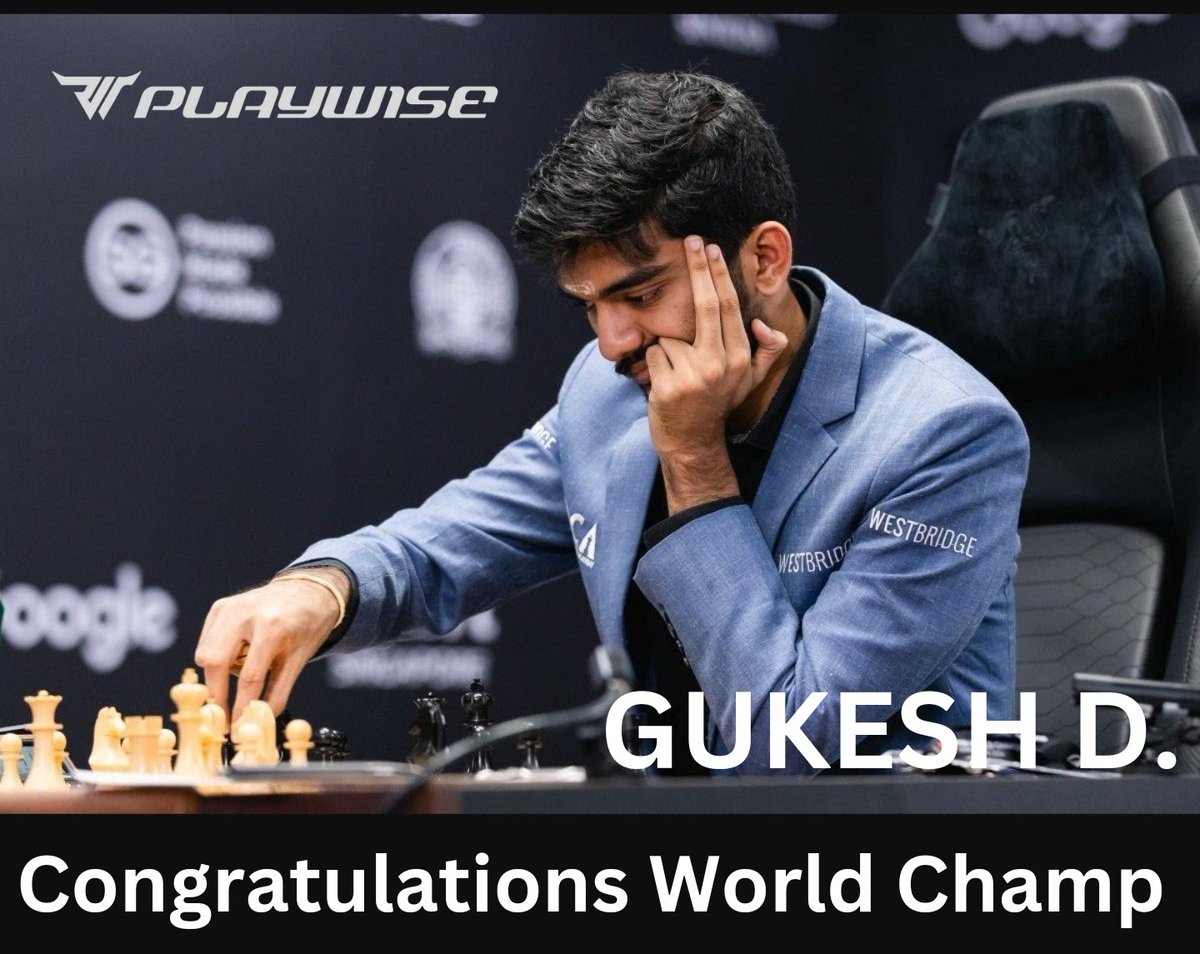 PlaywiseEsports's tweet photo. NAAM TOH SUNA HE HOGA...

Congratulations champion @gukeshd

#chesschampion2024 #chess #champion #world1 #pubg #esport #gamer #fifa #game #xbox #gamers #playstation #gaming #mobilelegends #esports #ps https://t.co/b9tNqWlbgR