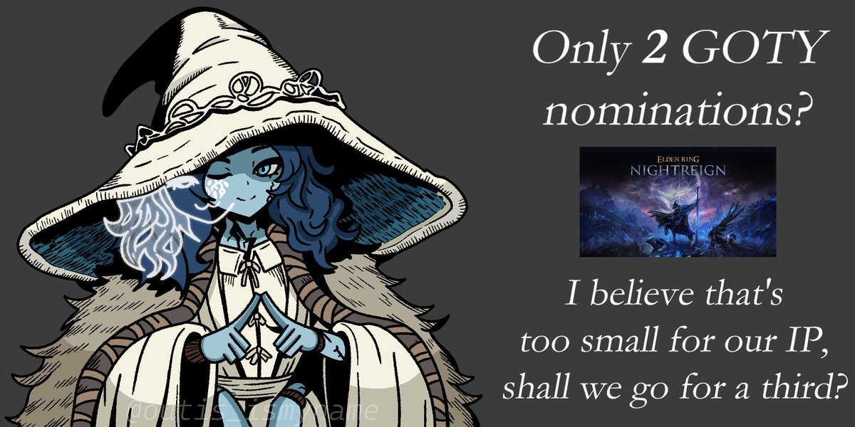 Funny Lil' Ranni Elden Ring because I am hyped for Nightreign
(Textless alt in comments)