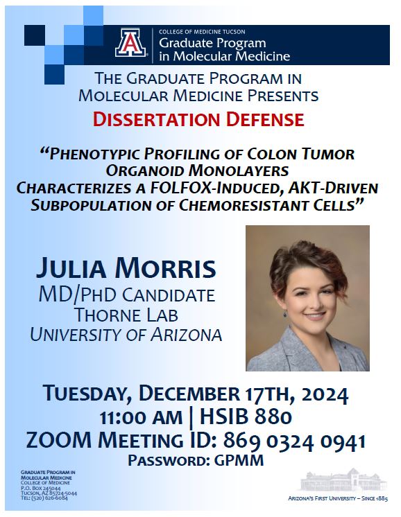 PhD Dissertation Defense - Julia Morris
December 17