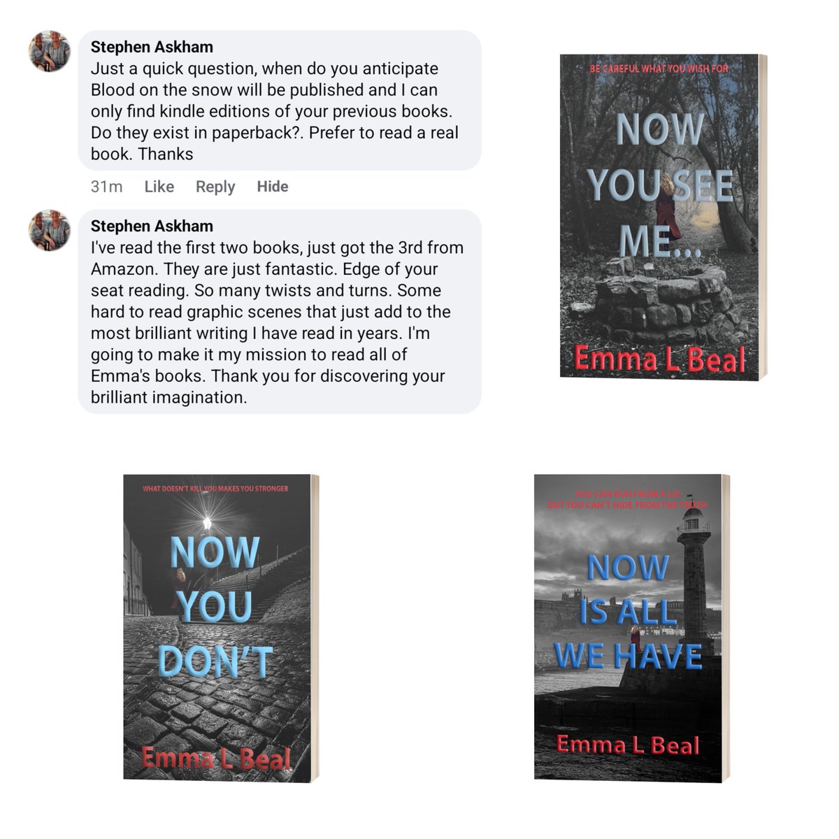 EmmaLBeal1's tweet photo. When you begin to doubt yourself and this happens... Absolutely over the moon 🌙🖤 Feeling blessed and encouraged ❤️
#keeptrying #NeverGiveUp #author #dreams #justdoit #tryingmybest #givingitmyall #morley #morleyleeds #localauthor #lovelife #Amazon #kindlebooks #paperback https://t.co/oIvK3jtoWD