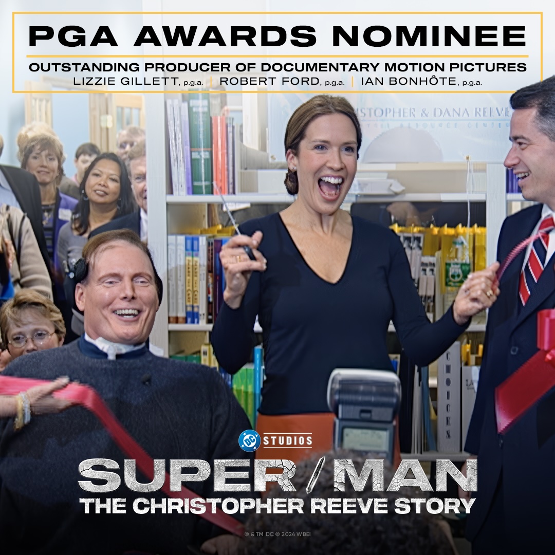 warnerbros's tweet photo. Thank you, @producersguild. Super/Man: The Christopher Reeve Story has been nominated for Outstanding Producer of Documentary Motion Picture – congratulations! https://t.co/zjNgDlriFa