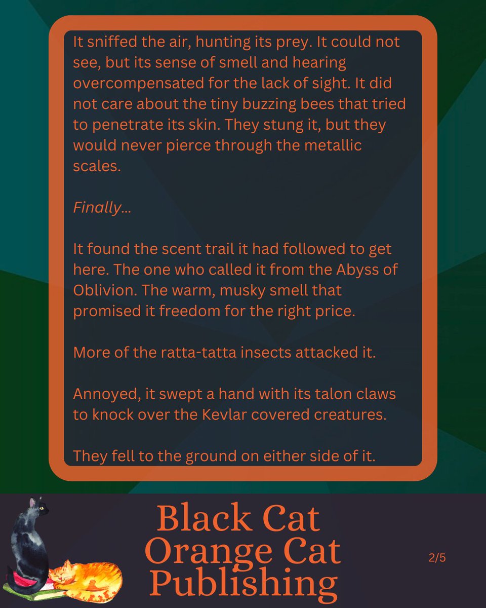 BCOCPub's tweet photo. So, You Raised an Ancient Evil Part 02

Blood…

Meat…

Terror…

Fear…

To be Continued Next Friday

#shortstory #books #book #fridaysstory #blackcatorangecatpublishing #soriaryl https://t.co/fHpSsos1NQ
