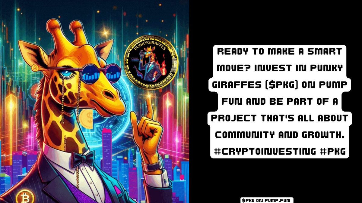 PunkyGiraffes's tweet photo. Punky Giraffes ($PKG) has landed on Pump Fun! Secure your spot in our growing community and watch your investment soar. 

#PunkyGiraffes
#JoinTheHerd
#PunkyCoin
#PunkyToTheMoon
#PunkyFam
#CryptoCommunity
#elonmusk 
#MemeCoin
#CryptoRevolution
#CryptoInvesting
#AltcoinGem 
#PumpFunLaunch 
 #CryptoCommunity
 #Memecoin
 #PKG