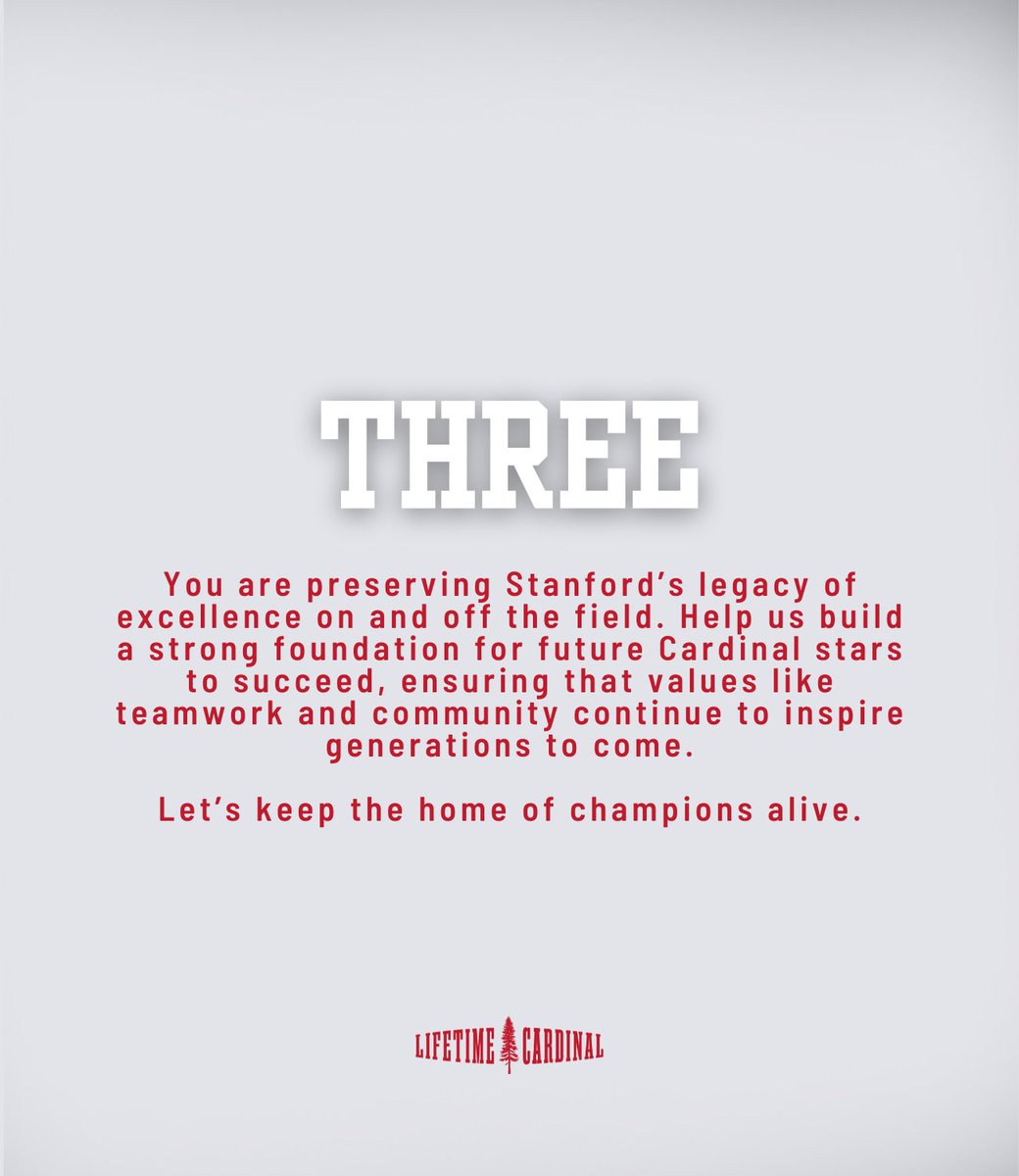 1️⃣, 2️⃣, 3️⃣ reasons to donate to #LifetimeCardinal 🌲
⁠
Learn how your donation extends beyond athletics and your proceeds make a lifelong impact.⁠ Visit lifetimecardinal.com/support to give this season. 💪