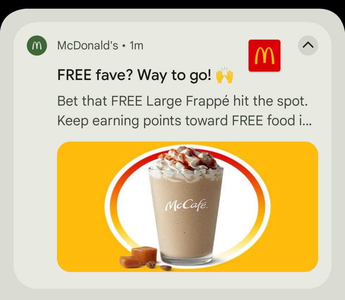 No <a href="/McDonalds/">McDonald's</a> it didn't hit the spot. The machine was broken. Now no one knows how to give me my points back LOL... Stellar system. 😂