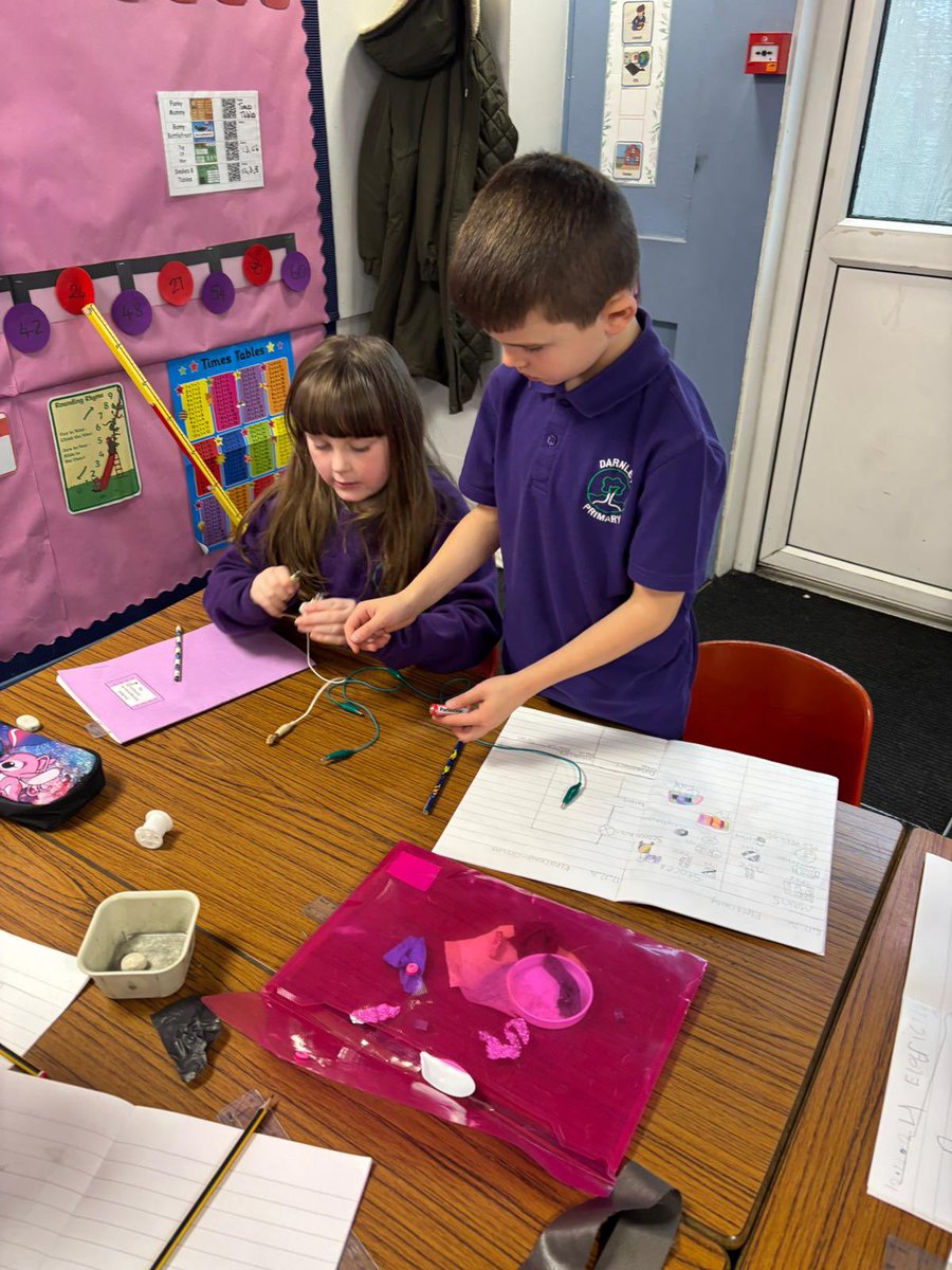 P4a have had an electrifying time learning about Electrical Circuits! They have been testing different materials to find out if they are conductors or insulators. Lots of interesting conversations generated about their learning.