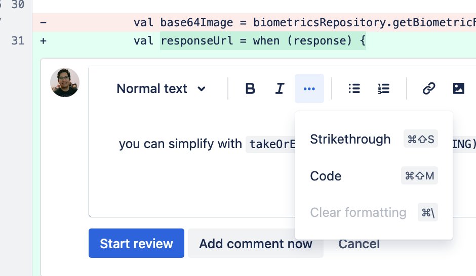 htafoya's tweet photo. Something i don't like about @Bitbucket is that 'code' formatting is hidden from markup option, I mean it is much more useful than Bold or Italics: https://t.co/rynR7d6cb4