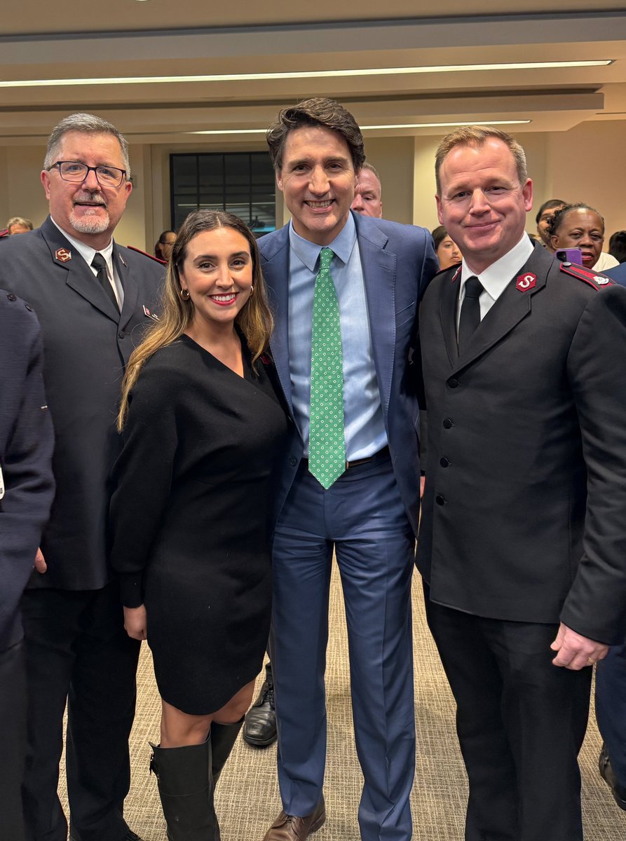 Salvationist's tweet photo. The Salvation Army had the privilege of attending the Liberal caucus Christmas reception in Ottawa this week, where Prime Minister Justin Trudeau made a surprise appearance. https://t.co/y6S3ydcahx