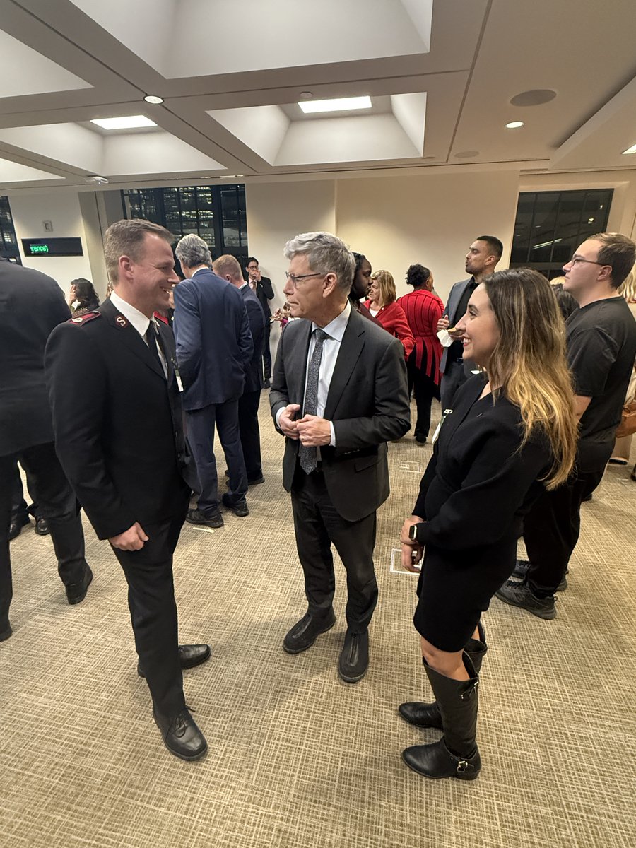 Salvationist's tweet photo. The Salvation Army had the privilege of attending the Liberal caucus Christmas reception in Ottawa this week, where Prime Minister Justin Trudeau made a surprise appearance. https://t.co/y6S3ydcahx