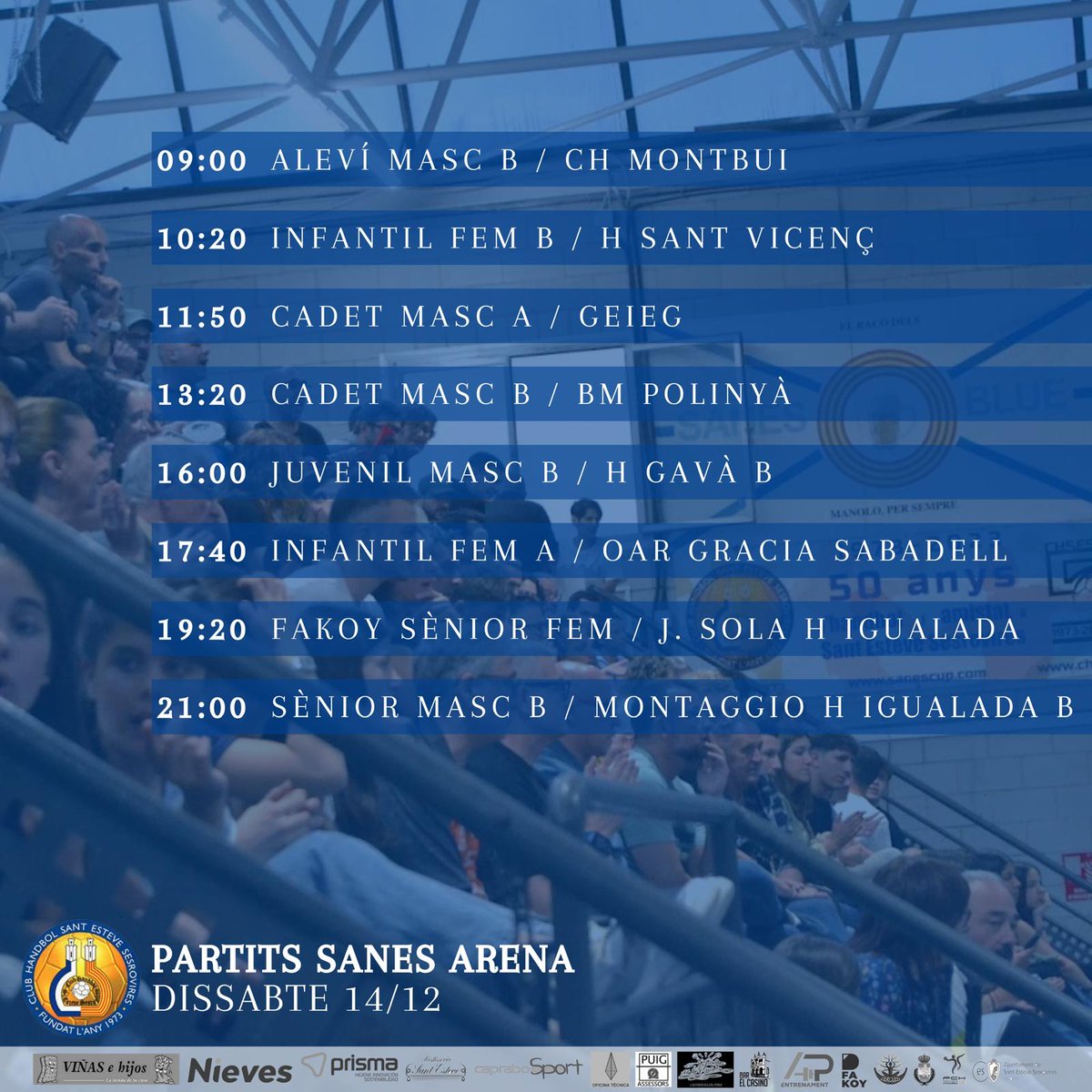 chses1973's tweet photo. AGENDA DE PARTITS 💙🤍
Partits del cap de setmana del 14 /15 Desembre
#santestevesesrovires #chses #femclub #orgullCHSES #handbol #sanesarena https://t.co/XV6WyGLXMf