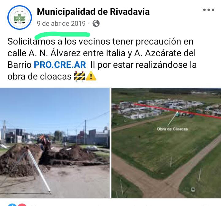 PRosolen's tweet photo. cloacas en el barrio Procrear II. Obra de cloacas en el barrio Perón en 2020. Obra de gas en el barrio Perón el mismo año. Hay que agregar la obra de gas en el barrio La quinta.  Seguramente en los próximos días estaremos desmintiendo a este gobierno de mentirosos. https://t.co/dRxOQJA0Lj