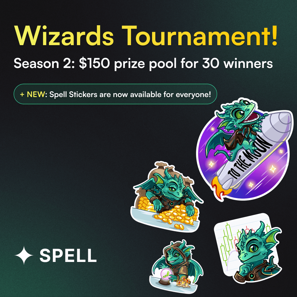 spell_club's tweet photo. 🎯 Special Roles Campaign Season 2: $150 Prize Pool, NEW Stickers & Emoji! 🎯

Earn Wizard roles & #CryptoRewards for being active within 30-days — Top 30 Wizards from the Leaderboard will be rewarded.

https://t.co/N8H3uWpluU  

🎁 What's For YOU?

> Level up to Legendary 
> Access VIP campaigns 
> Win from $150 pool 
> Earn bonus rewards

Available Roles

🤓 Level 1: Newbie Wizard 🤓
🤩 Level 5: Adventurer Wizard 🤩
⭐️ Level 10: Adept Wizard ⭐️
🧙🏻 Level 15: Master Wizard 🧙🏻
🐲 Level 25: Legendary Wizard 🐲

How to Get a Role: сhat, engage & earn points automatically in Spell Community.

Bonus Magic: grab our exclusive Spell Stickers & Spell Emoji — check the Spell Wallet Updates channel to add:
https://t.co/4bgZJKVKkj