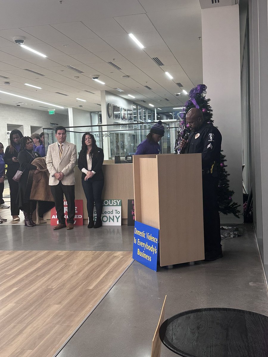 CMPD's tweet image. Last night #CMPD’s Domestic Violence Unit hosted a memorial tree lighting for victims who’ve lost their lives to domestic violence this year in Charlotte and across North Carolina. Thank you to everyone who attended. These tree lightings allow for our units and the community to