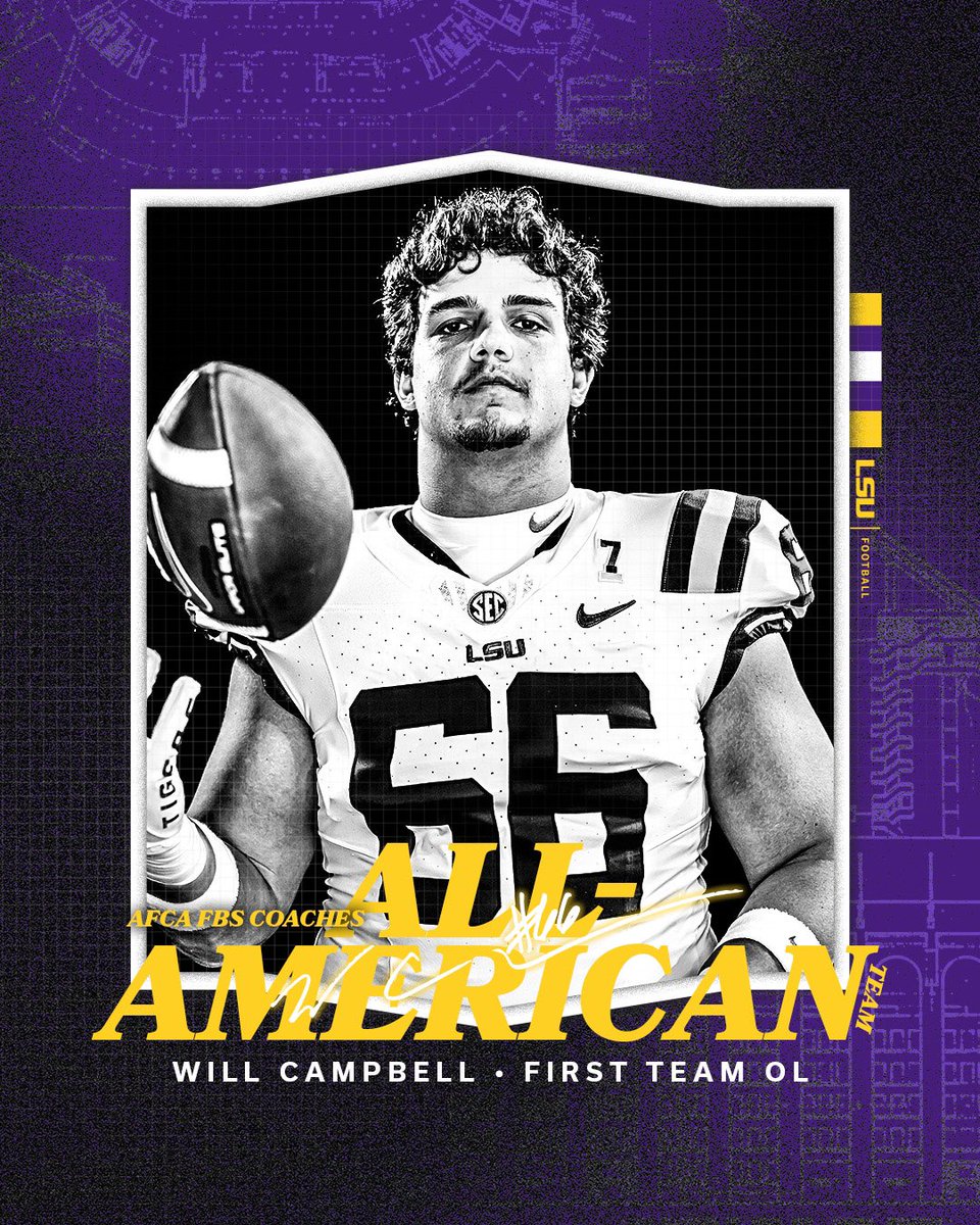 Will Campbell has been selected to  the AFCA All-America First Team