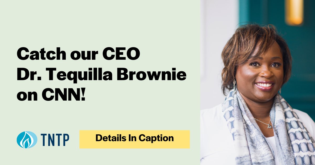🚨 Tune in Tomorrow! 🚨 
Our CEO, <a href="/TequillaBrownie/">Tequilla Brownie, Ed.D.</a> , joins <a href="/VictorBlackwell/">Victor Blackwell CNN</a> on CNN’s First of All tomorrow at 8:30 AM EST/7:30 AM CST! Together, they’ll discuss the urgent need for teacher diversity &amp; our work with the <a href="/1MToC/">One Million Teachers of Color</a>. Don’t miss it! 
 
 #1MTOC  #DiversifyEd #TNTPOnCNN