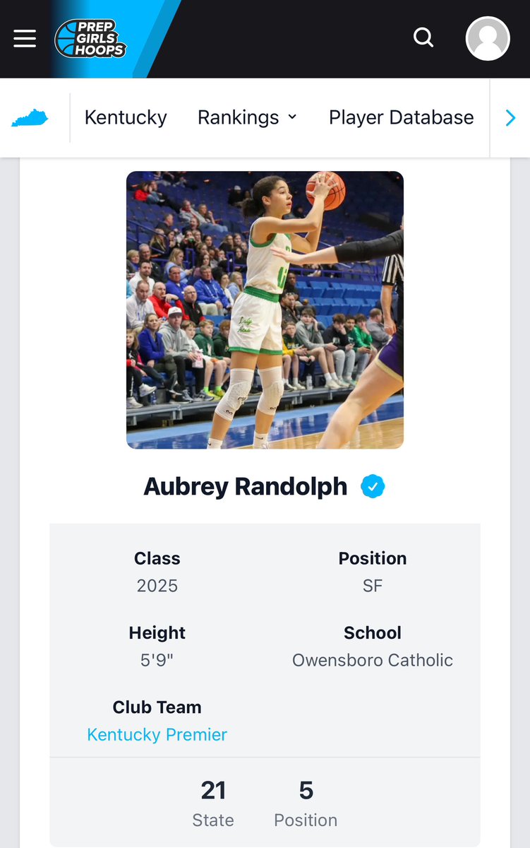 Aubrey Randolph (@aubreyrandolph_) on Twitter photo Blessed to be ranked #21 overall player and ranked #5 (SF) in the state of Kentucky!
<a href="/PrepGirlsHoops/">Prep Girls Hoops 🏀</a> <a href="/PGHAkeem/">Akeem Webb</a> Blessed to be ranked #21 overall player and ranked #5 (SF) in the state of Kentucky!
<a href="/PrepGirlsHoops/">Prep Girls Hoops 🏀</a> <a href="/PGHAkeem/">Akeem Webb</a>