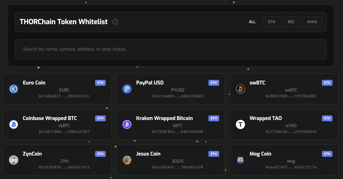 RuneDotTools's tweet photo. You can now explore the whitelisted ERC-20 assets on the supported EVM chains

Each one of these assets is eligible for pool creation on THORChain with enough liquidity https://t.co/iXE9JVYrha
