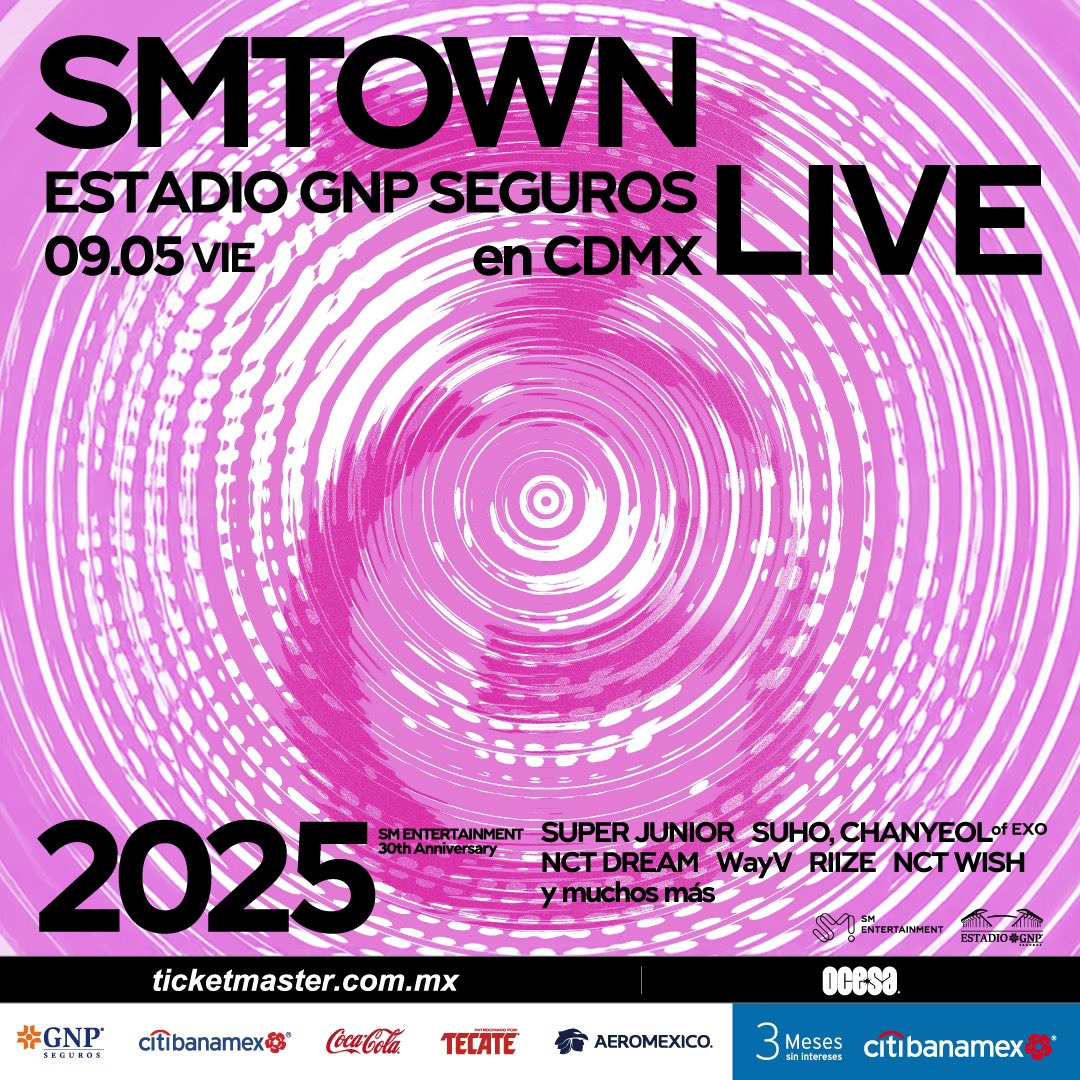 ocesa_kpop's tweet photo. SMTOWN LIVE 2025 en CIUDAD DE MÉXICO
Venta general disponible en Ticketmaster, ¡adquiere tus boletos ahora!: https://t.co/Y18QxgWKtc 

#SMTOWN_LIVE_MEXICO_CITY 
#SMTOWN_Family #SMTOWN #SM_30thAnniversary
#SMTOWN2025 #SMTOWN_LIVE https://t.co/URyKyAPNQi