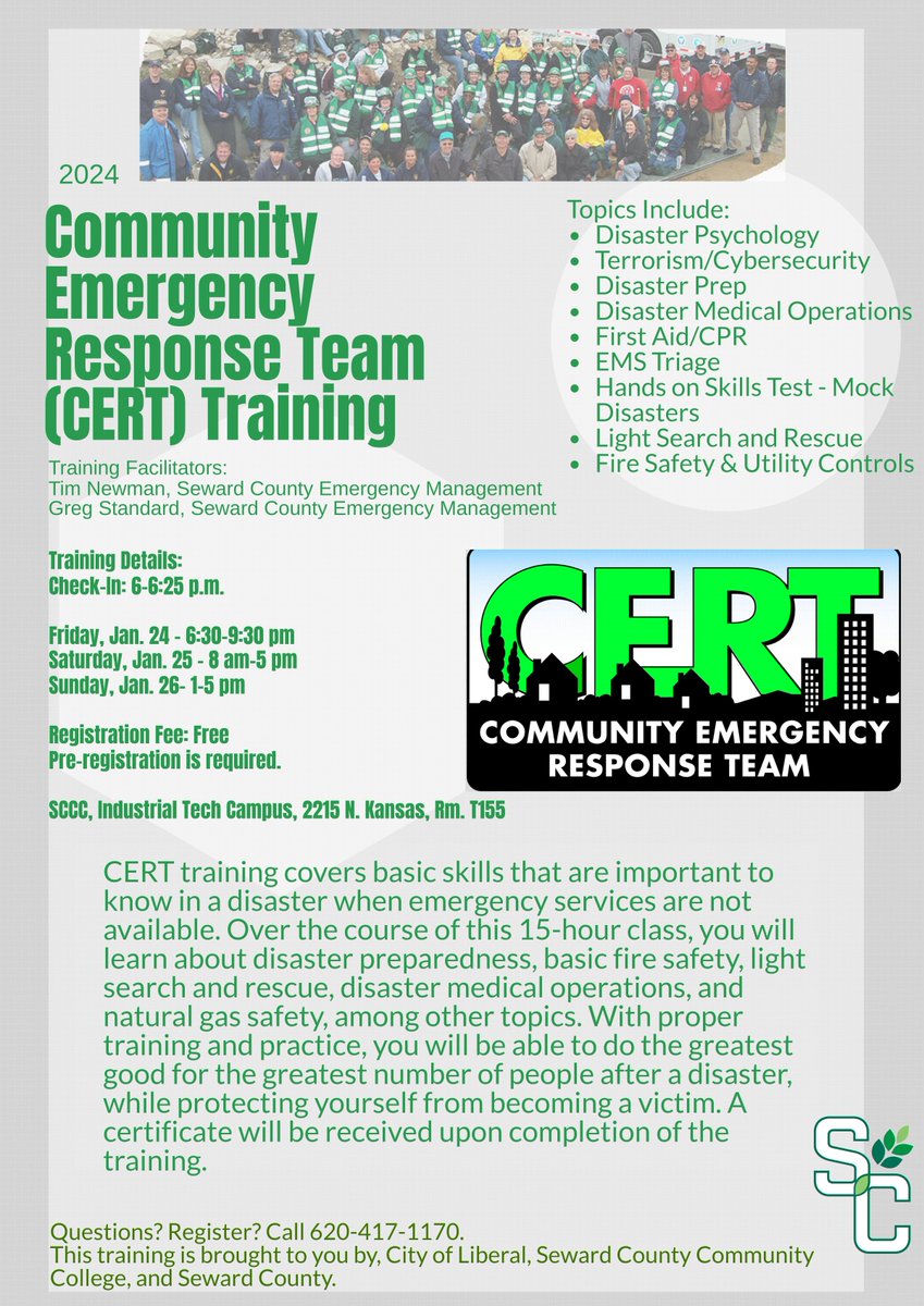 b_sccc's tweet photo. Are you ready to step up and make a difference in your community during emergencies? Our CERT Training equips you with the skills to help yourself, your family, and your neighbors in times of need. No prior experience is necessary. #CERTtraining #EmergencyPreparedness https://t.co/ifWE216Wsu