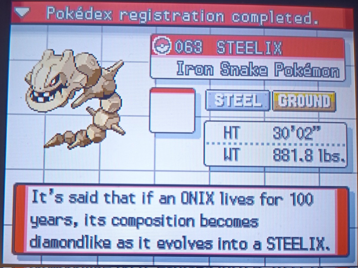 CrimznSH's tweet image. ✨️ Shiny Steelix in Pokemon SoulSilver ✨️ 

Member 6 for my SoulSilver SBQ DTQ. 

Wasn't keeping track of encounters but I can say for sure it was under ~1,500 encounters. Keep the fast hunts coming! 💛

#Pokemon #ShinyPokemon #SingleSystem #SBQ #DTQ