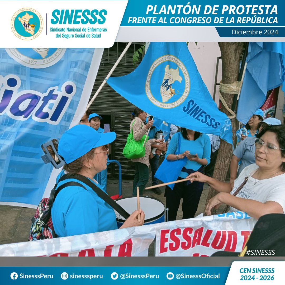 SinesssPeru's tweet photo. 📷PLANTON DE PROTESTA
¡CONGRESO AGENDE AHORA!
📷¡Viva nuestras bases valientes y combativas!📷
📷¡Viva el SINESSS!📷
📷¡Viva enfermería!📷
¡Unidos somos más fuertes!
#sinesssvalienteycombativo #derogatoriaahora
#SINESSS https://t.co/s6RvtWOeeh