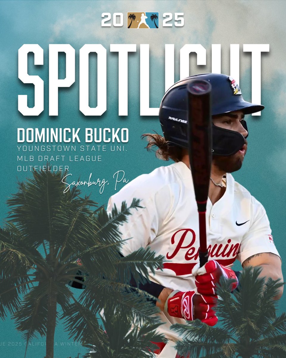 CalWinterLeague's tweet photo. Following a successful collegiate career at @YSUBaseball and stops in the @mlbdraftleague and the @atlanticleague, OF Dominick Bucko joins the 2025 CWL. Bucko hit .301 with 12 HRs during his college career followed by a .290 average in the Draft League in 2022 before making his Atlantic League debut in 2023. With 38 stolen bases across all levels, Bucko combines an excellent hitting tool with some speed and power as well. Welcome to the CWL, Dominick!