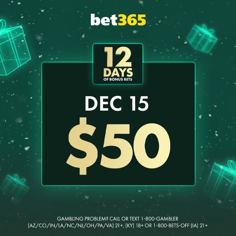 bet365_us's tweet photo. 12 Days of Bonus Bets (Day 3) 🎁

To enter:
1️⃣ Follow @bet365_us
2️⃣ RT this Post
3️⃣ Comment who will win tonight's SNF game 🏈

One winner will be selected at random.

Must be 21+ (18+ KY) | T&amp;Cs apply.