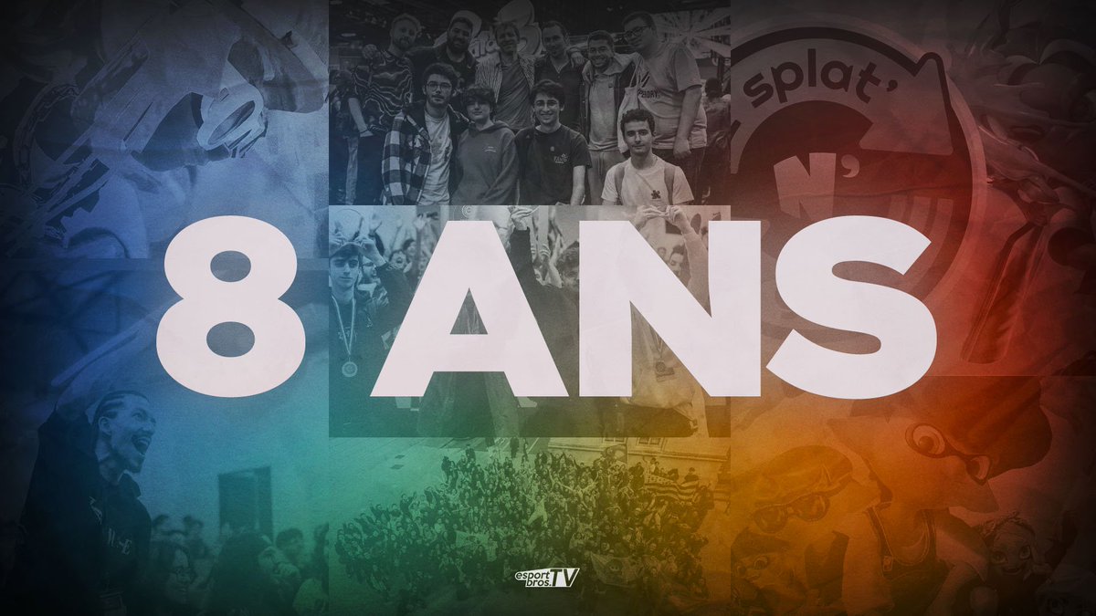 8 ans ! 🎂
Merci d'être à nos côtés depuis si longtemps, c'est toujours un plaisir de vous accompagner sur les compétitions #Splatoon en ligne et IRL ! ❤️

En route pour une nouvelle année d'événements et de bons moments ! 💪