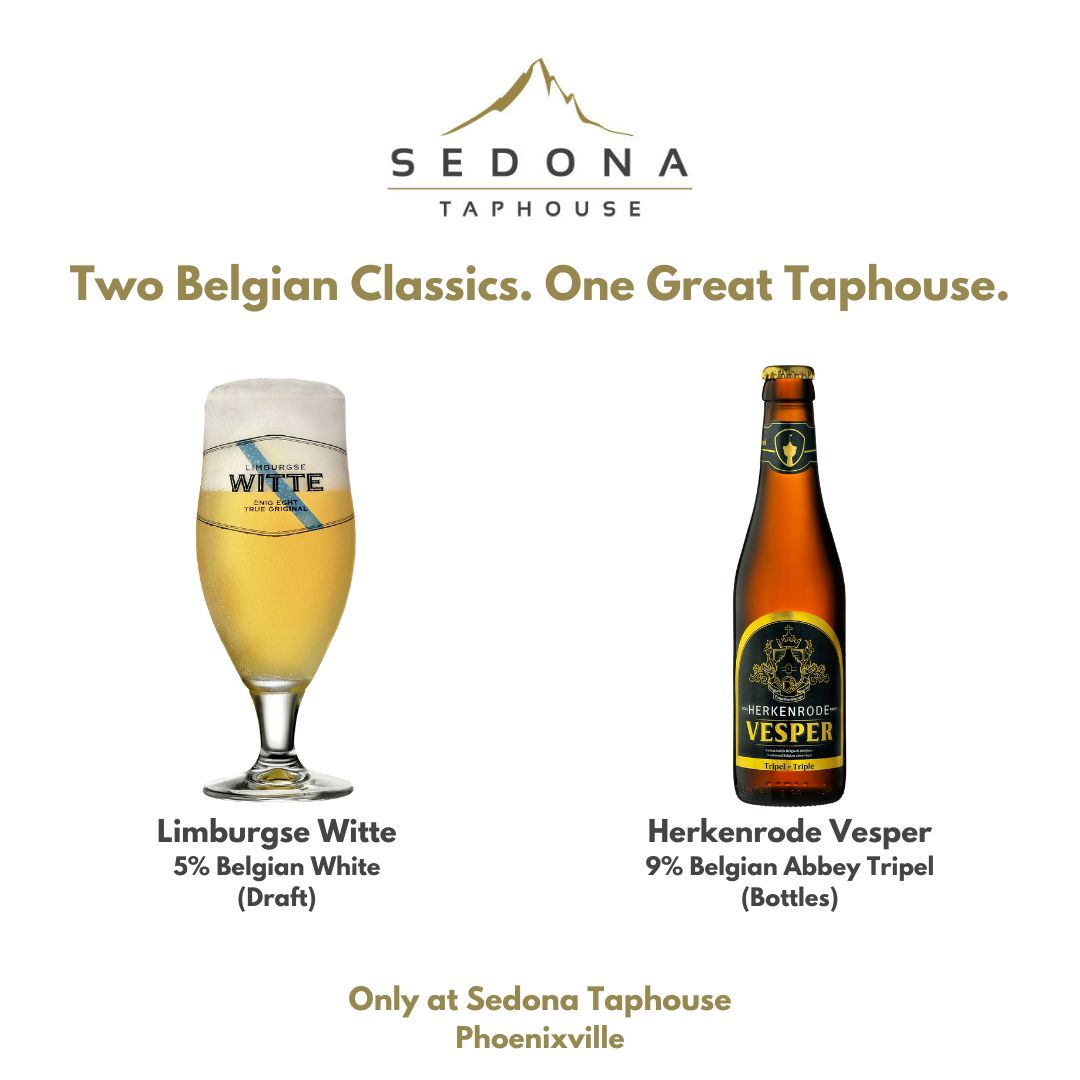 Authentic Belgian Witte beer, or one of the world's 24 Certified Abbey beers? It's your choice at <a href="/Sedonataphouse/">Sedona Taphouse</a>  Phoenixville.
#CraftBeer #BelgianBeer #PhoenixvillePA