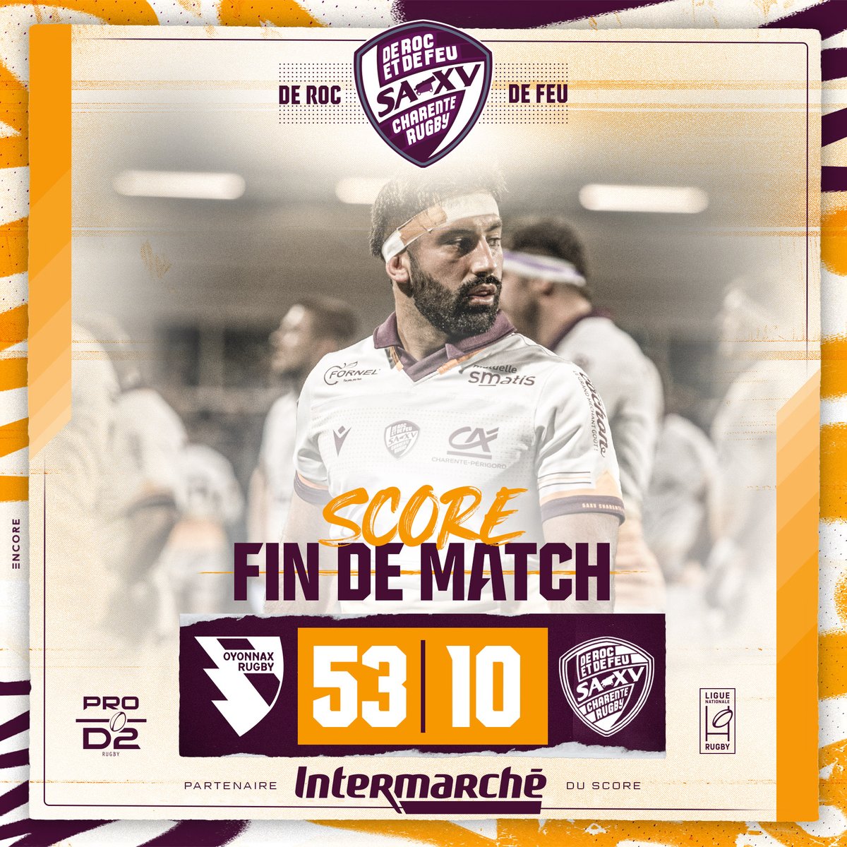 SAXV_Charente's tweet photo. 🔚 𝙁𝙞𝙣 𝙙𝙚 𝙢𝙖𝙩𝙘𝙝 𝙖̀ 𝙊𝙮𝙤𝙣𝙣𝙖𝙭 !
Les Oyomen font chuter nos violets sur ce dernier déplacement de l’année 2024.
Rendez-vous à Chanzy la semaine prochaine pour terminer l’année 2024, avec la réception de l’USON Nevers !
#PROD2 | #OYOSAXV https://t.co/vNEVOQkU1T