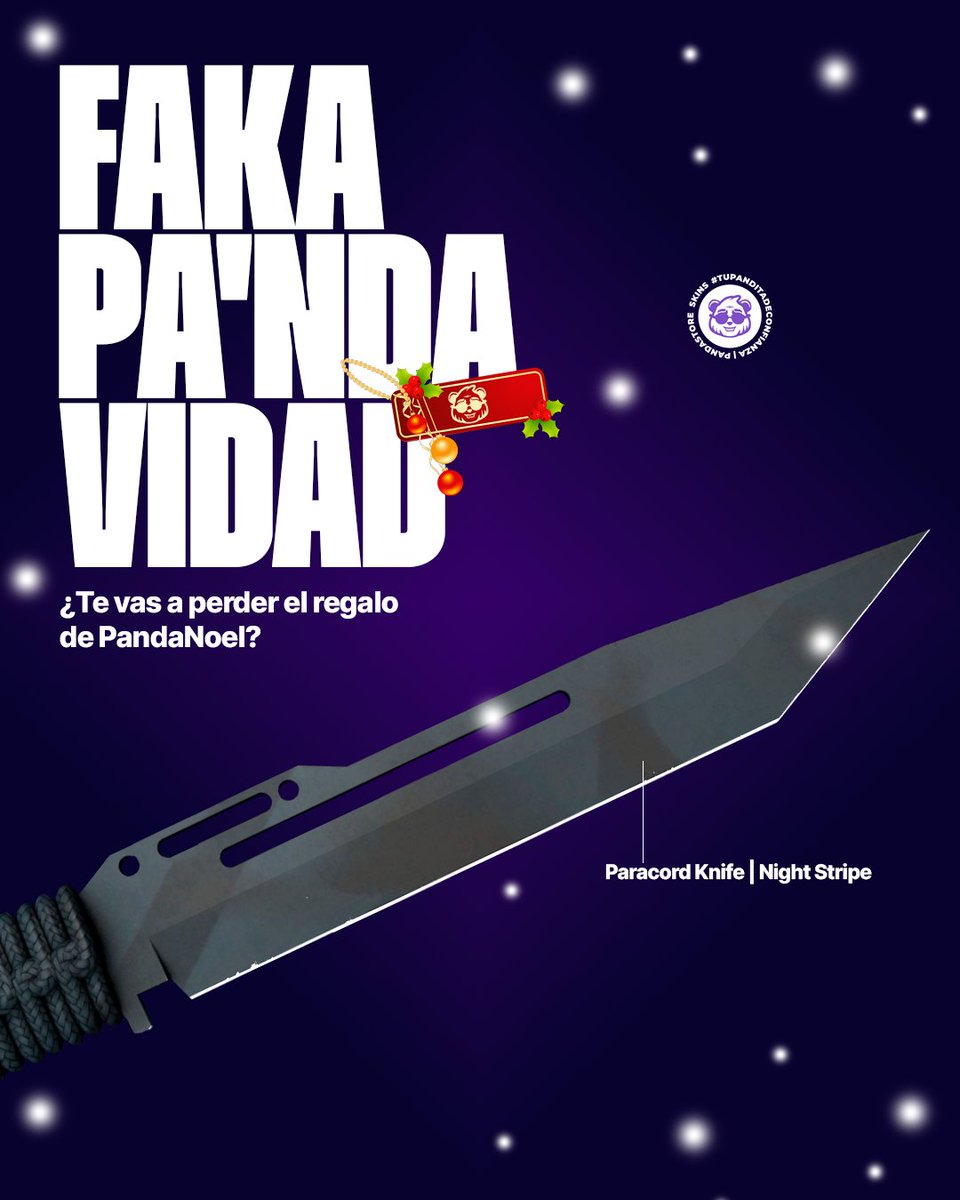 🎁🎅 SORTEO NAVIDEÑO 🎁🎅

Esta vez sorteamos una faka para que seas manco en el cs pero con un Paracord por lo menos

Requisitos:
- Seguir a <a href="/PandaStoreok/">Panda Store</a> 
- Darle RT

Se sortea el 24/12 antes de la cena navideña